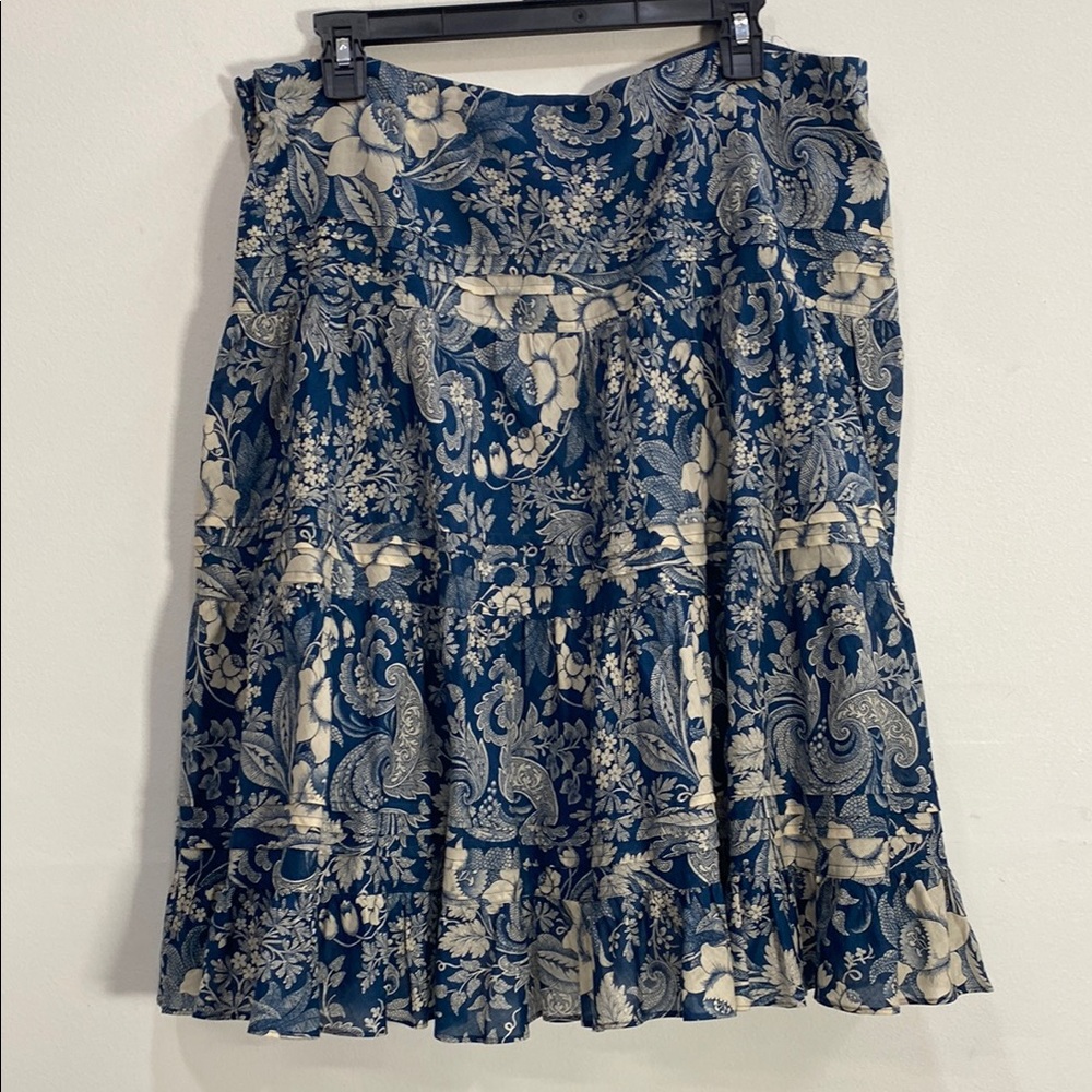 Chaps Cotton Floral Tiered Mini Skirt Size 14